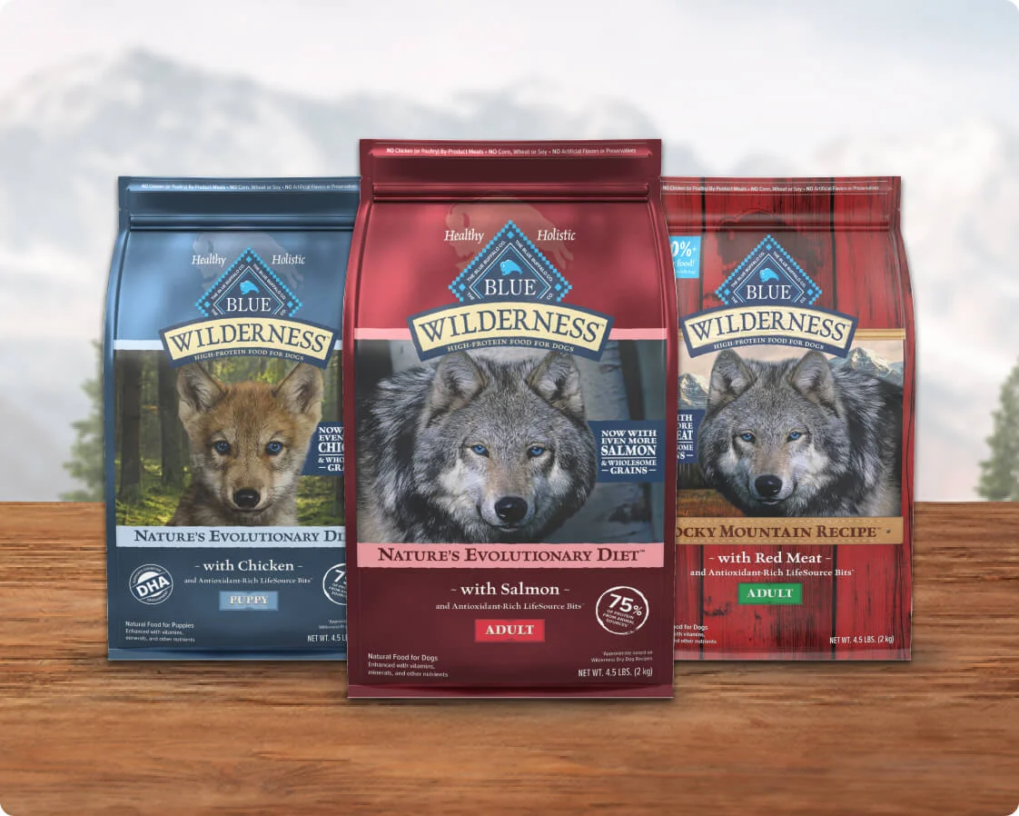 Blue Wilderness dog food bags