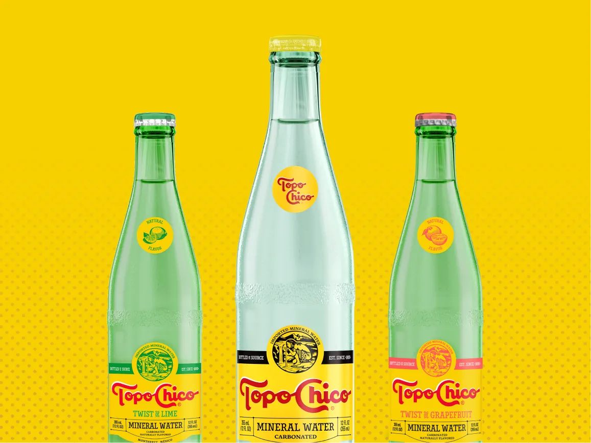Topo Chico mineral water bottles